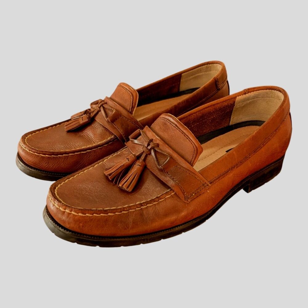 Bass Adams II Mens Slip On Brown Boat Tassel Loafer Shoes Size 9 Leather Comfort